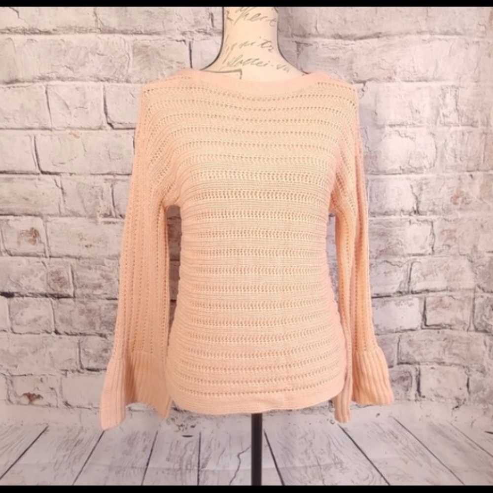 Ellen Tracy Peach Sweater Wide Sleeve